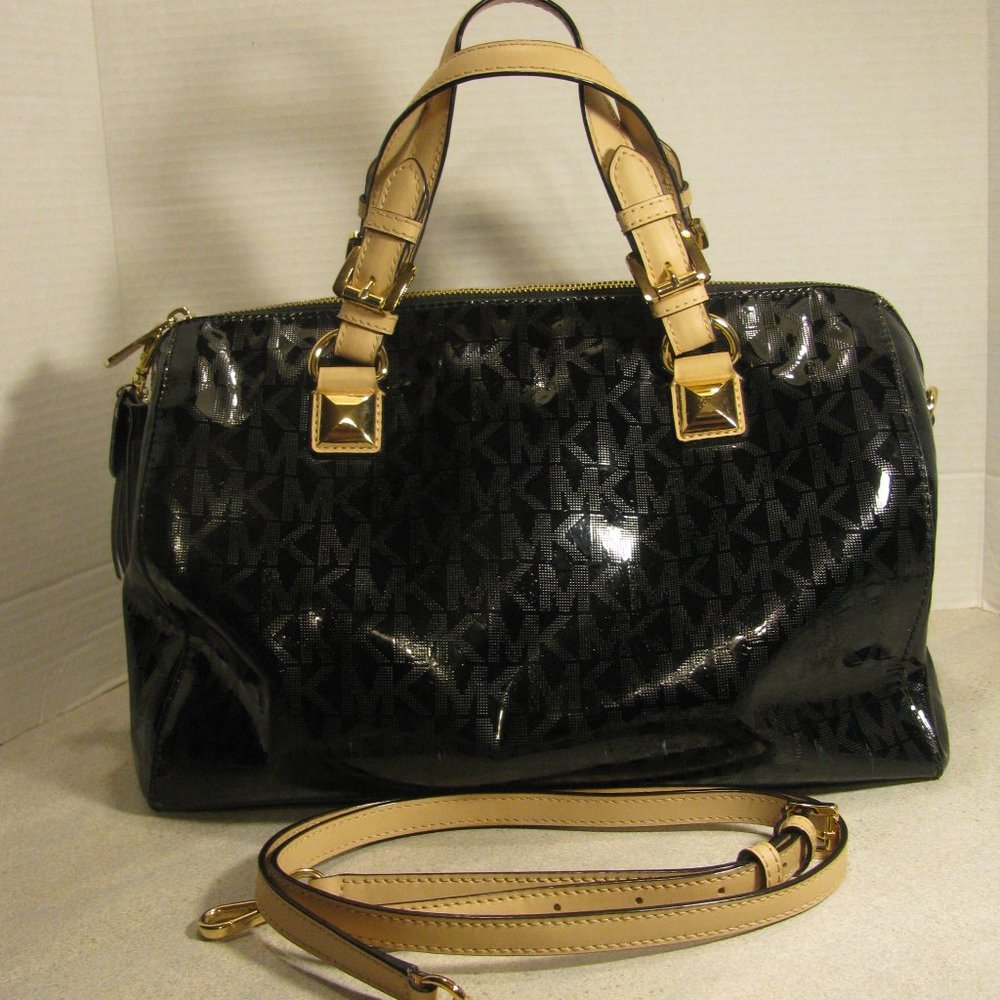 Michael Kors Black and Tan Satchel